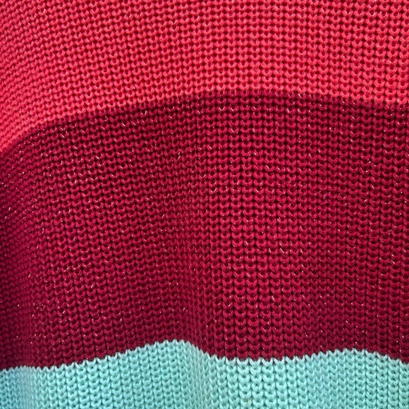 Farm Rio Anthropologie Sweater Dress Striped Rainbow Colorful Turtleneck Sz M - Picture 14 of 16